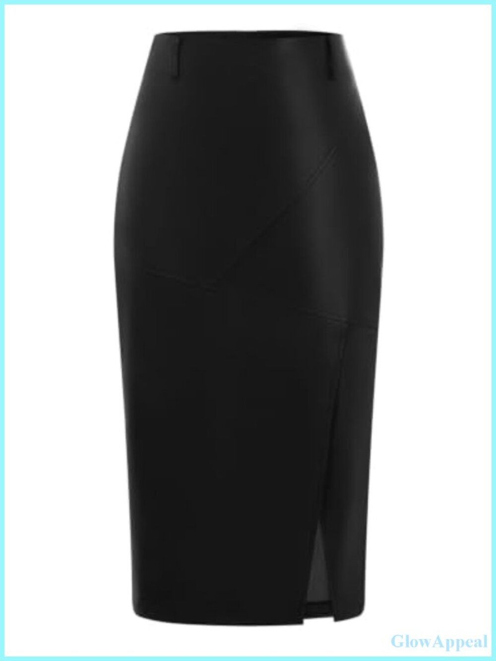 Faux Leather Midi Skirt High Waist Pencil Side Slit Fall Winter Casual